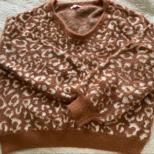 Fuzzy Leopard Print Sweater